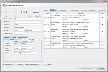 Screenshot Kundenverwaltung